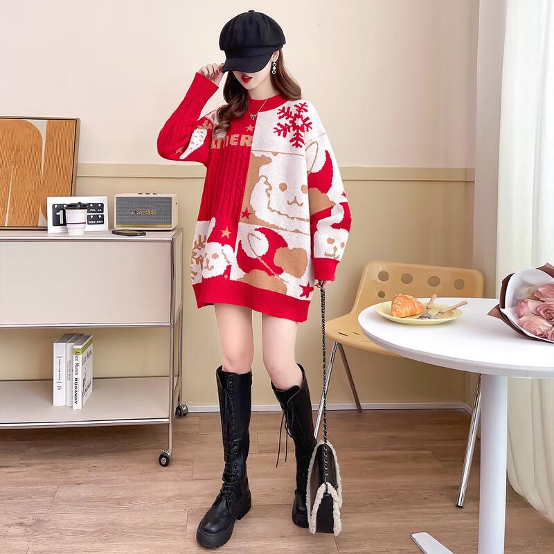 

IMAGINEX Women s Cartoon Jacquard Long Sleeve Sweater One Size