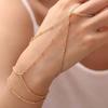 Elegant Tiny Chain Bracelet Finger Ring for Women Fashion Gold Color Metal Link Chains Connecting Hand Harness Bracelets Zircon
