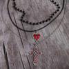 Gothic Heart Shaped Cross Pendant Necklace Set Women'S Punk Style Y2K Accessories Personalized Jewelry Gifts