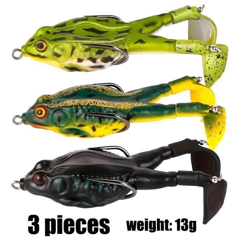 3pcs Double Helix Propeller Surface Frog Lure Set, Rotating Tail Floating Swing Bait with Sharp Hook, Suitable for Perch and Other Freshwater Fishing