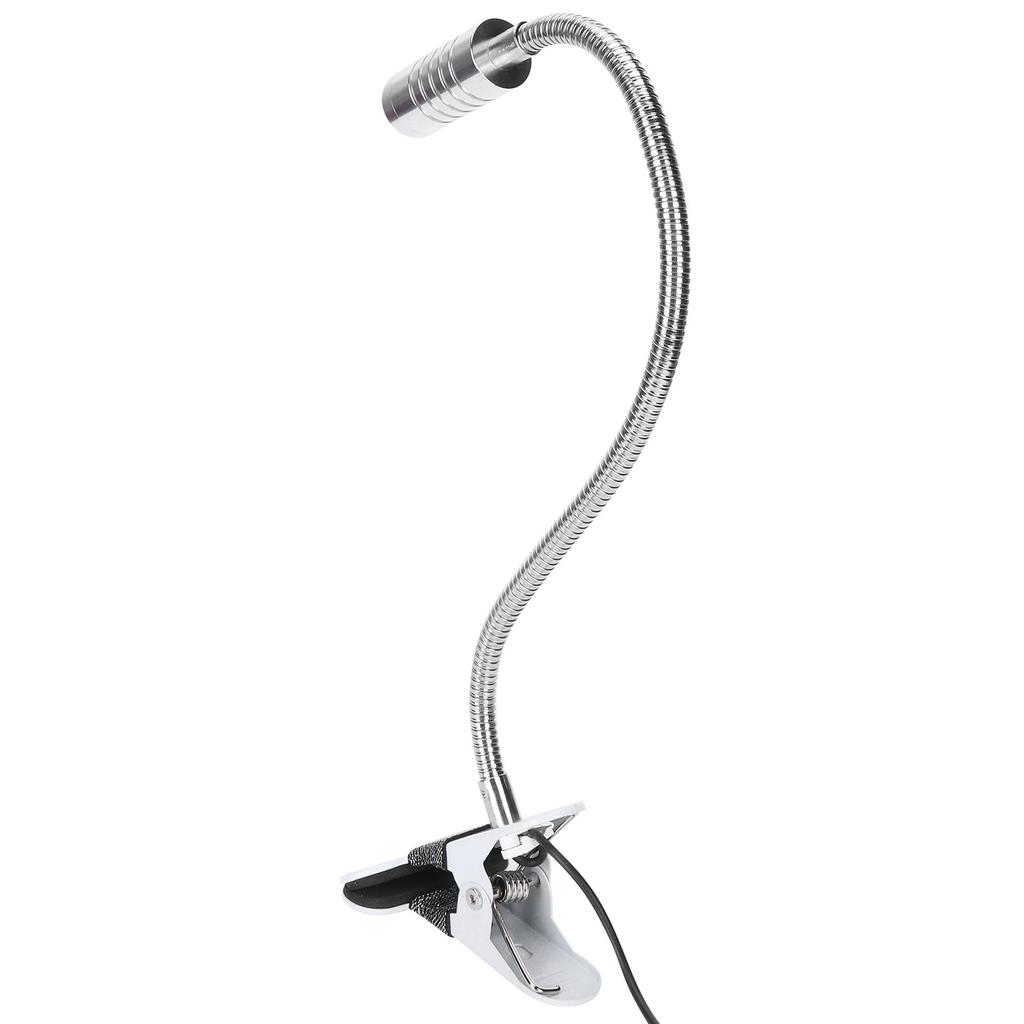USB Powered ClipOn Desk Lamp Home LED Reading Flexible Table Lamp Silver Warm Light