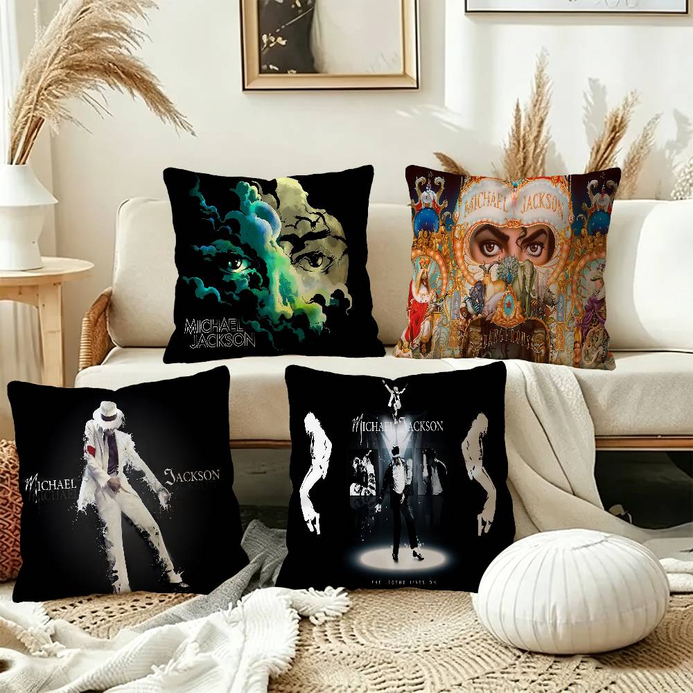 M-Michael J-Jackson New Pillow Covers Cartoon Sofa Decorative Home Double-sided Printing Short Plush Cute Cushion Cover