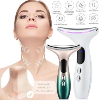 LED Photon Skin Care Beauty Neck Instrument Micro-Current Neck Face Lift Tighten Reduce Double Chin Face Slimming Sonic Vibration Massager