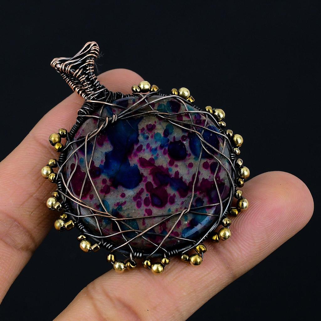 Multi Flash Labradorite Pendant, 999 Copper Wire Wrapped Jewelry, Handmade Pendant Gemstone Jewelry, Gifts For Wife Brand New Pendant