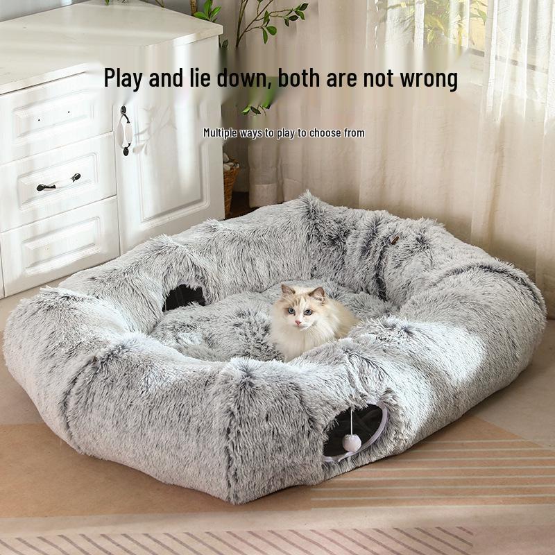 Square Cat Tunnel & Bed: Winter Warmth Pet Accessory