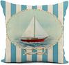 Linen Throw Pillowcase Lighthouse Sailing Sea Shell Home Dcor Pillowcase Square Cushion Cover Sofa Cushion Cover 45X45