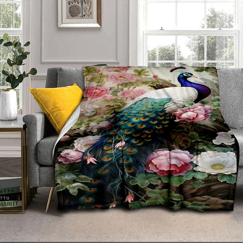 Peacock In The Rain Blanket Flannel Blanket Throw Blanket Sofa Cover Blanket Soft Premium Blanket Picnic Blanket Tv Blanket Gifts