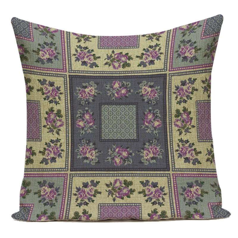 Vintage Style Flower Floral Polyester Decorative Pillow Cover Sofa Cushion Cover for Living Room Capa De Almofadas Pillowcase