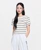 Emelbi Women'S Sporty Striped Crop Short Sleeve T-Shirt Ny (D.Ivory)