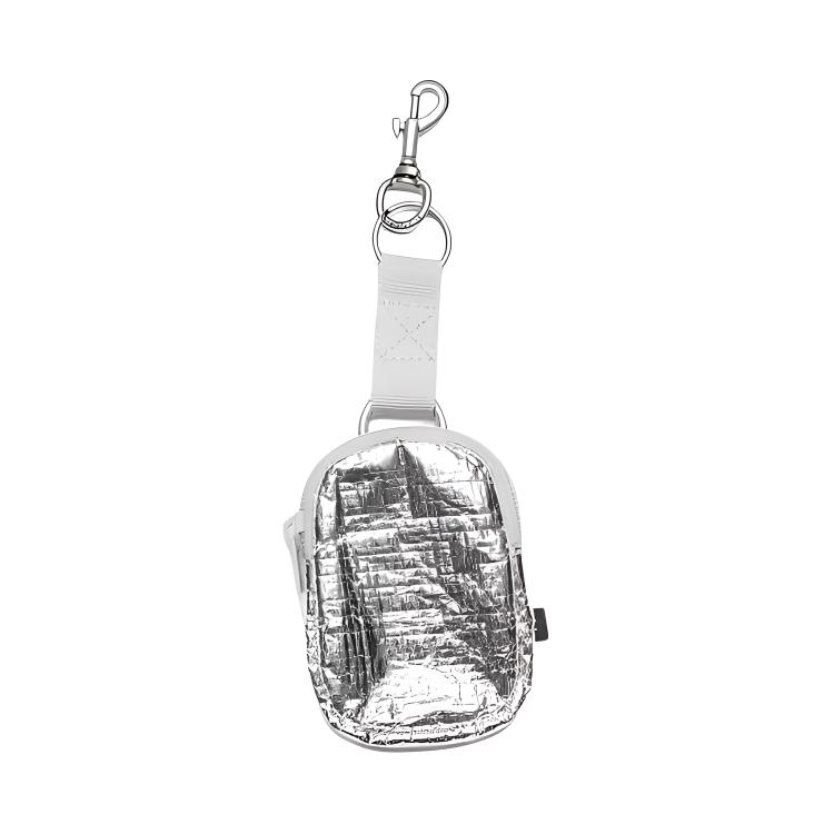 

Acne Studios Logo Side Zipper Closure Polyethylene Key Pouch Belt Bag Card Holder Mini Unisex Bags Silver C80179-AAE Basic Set (Bag)