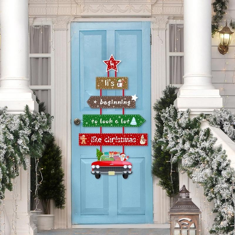 Reusable Holiday Door Hanger Santa Design Christmas Celebration Paper Decors