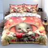 Elephant Mother Love Theme Print Bedding Set 1 Duvet Cover 2 Pillowcases for Adult and Children Luxury Gift Full Size