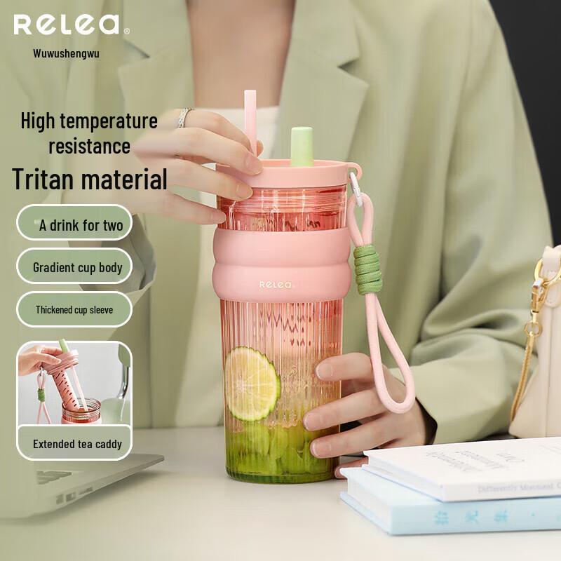 WUSENWUSEN Large Capacity Plastic Straw Cup