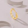 18K Gold Plated Zircon Wedding Ring for Women Twist Bilayer Circle Minimalist Waterproof Elegant Bride Jewelry Accessories New