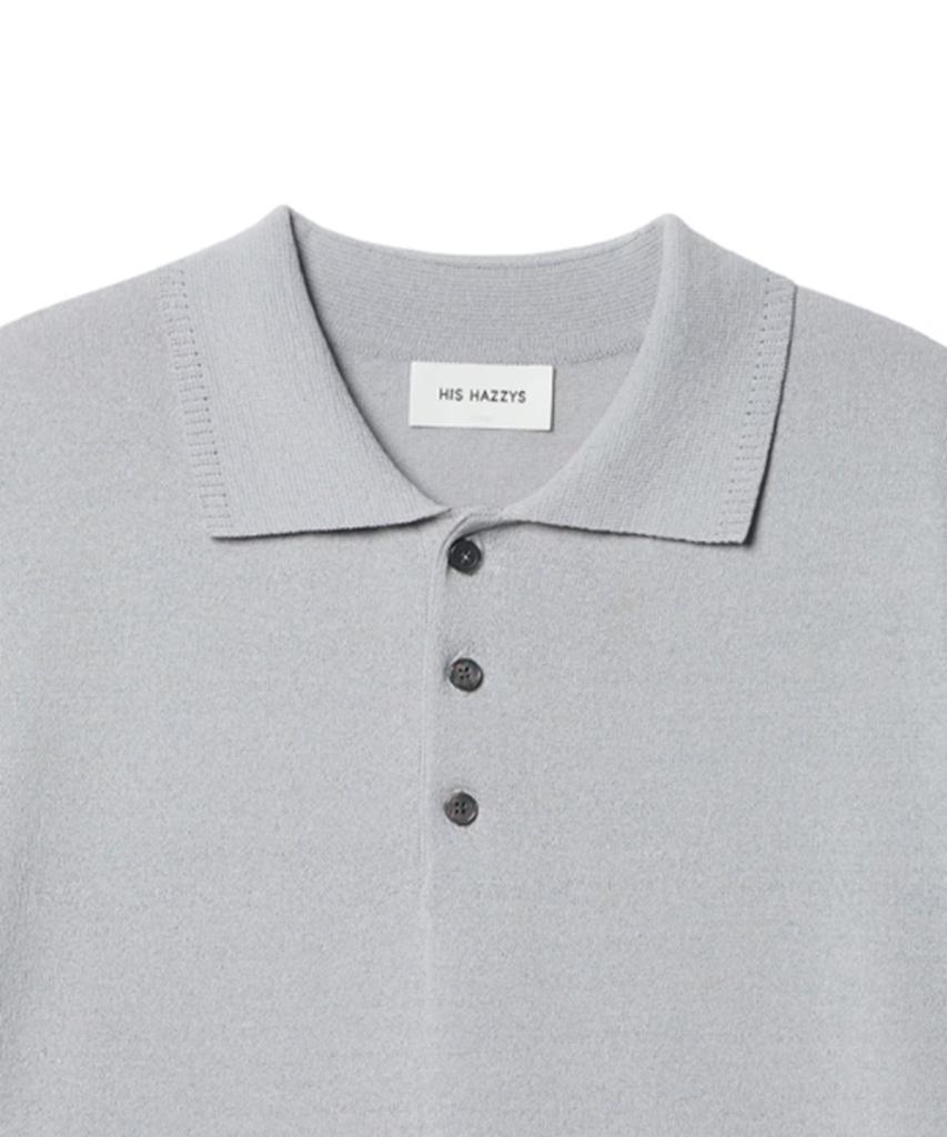 Hejiseu [His] Gray Cool Linen Short Sleeve Collared Knit