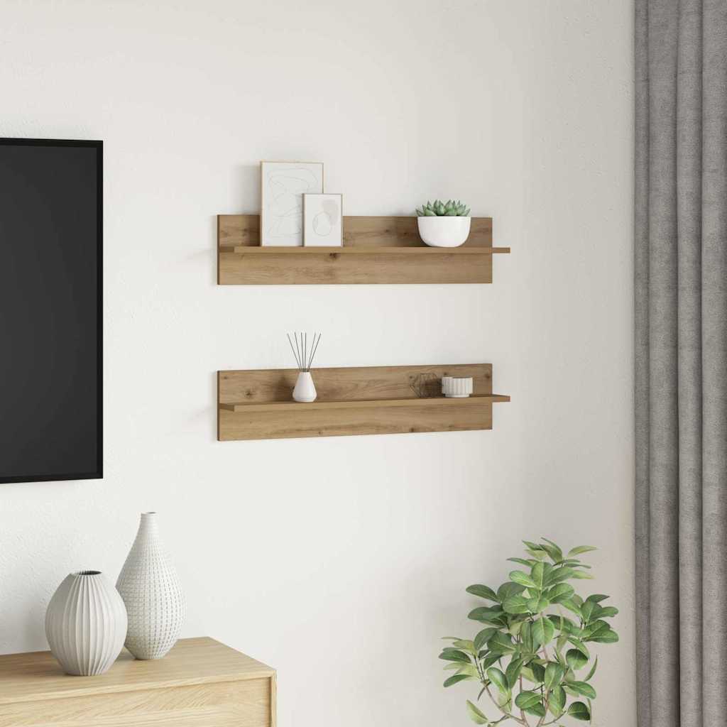 Wall Shelf 2 pcs Artisan Oak 80 x 11.5 x 18 cm Wood Based Material