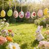 8pcs/lot Felt Easter Eggs with Rope Tree Ornaments Kids Gift Basket Filler Happy Easter Home Decoration Painted Flower Dot Eggs