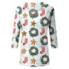 Women's Christmas Print V-Neck Three-Quarter Sleeve Loose Fit Casual Shirt
