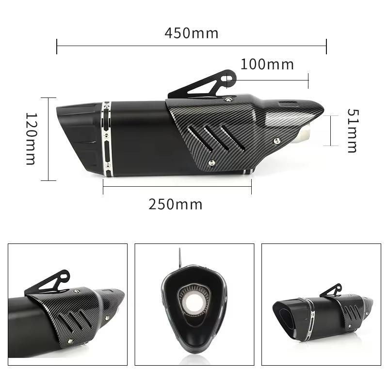 Universal 51mm Muffler Escape Stainless Motorcycle Exhaust AKR for Ninja Z400 250 Z900 ZX6R KTM RC 125 250 390 for YAMAHA R6 R3