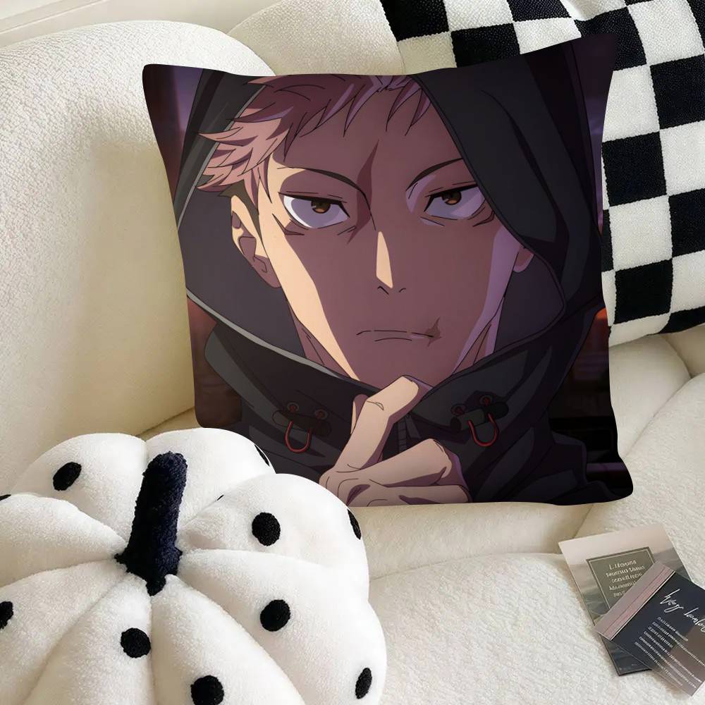 Anime-Charakter Yuji Itadori Kissenbezug Modischer quadratischer Kissenbezug Schlafzimmer Sofa Raum Ins Dekoration Freizeit