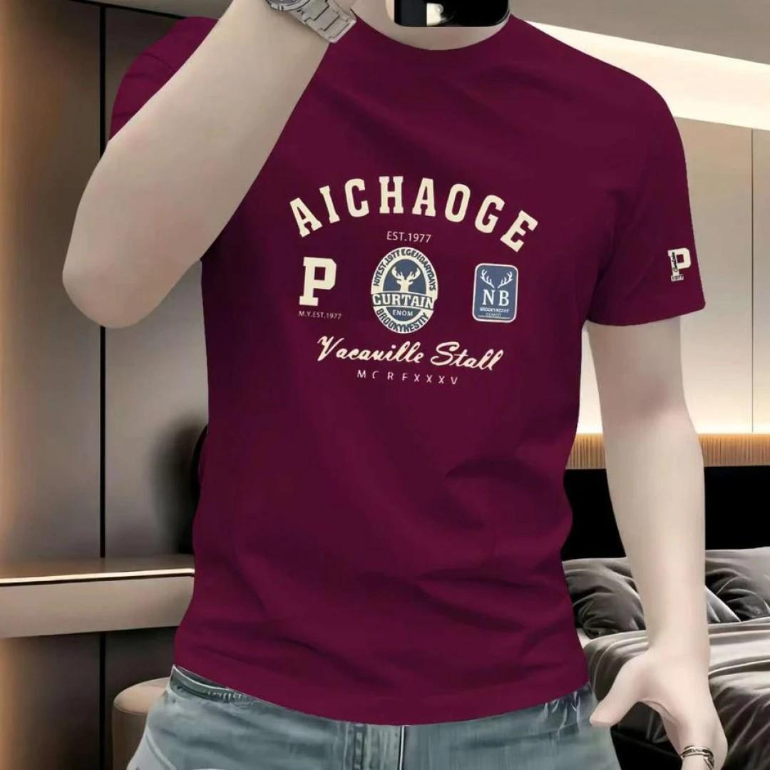 2025 Men s Summer Ice-Feel Printed T-Shirt – Trendy Short Sleeve Casual Top XL