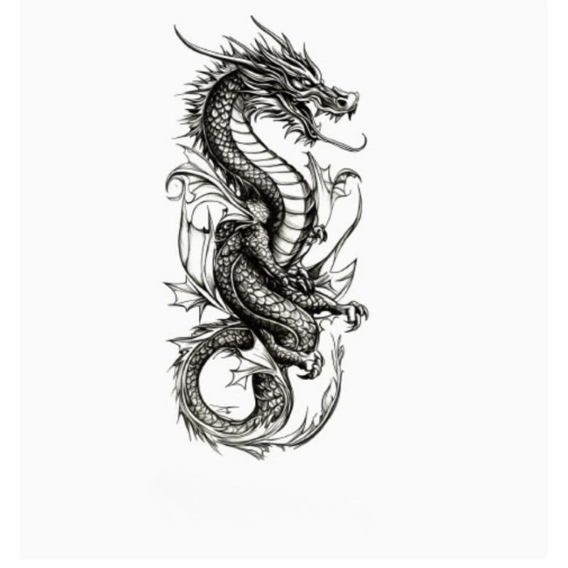 Waterproof Dragon Pattern Tattoo Stickers Men'S Temporary Tattoo Stickers Fake Tattoo For Women Hand Arm Chest Body Art