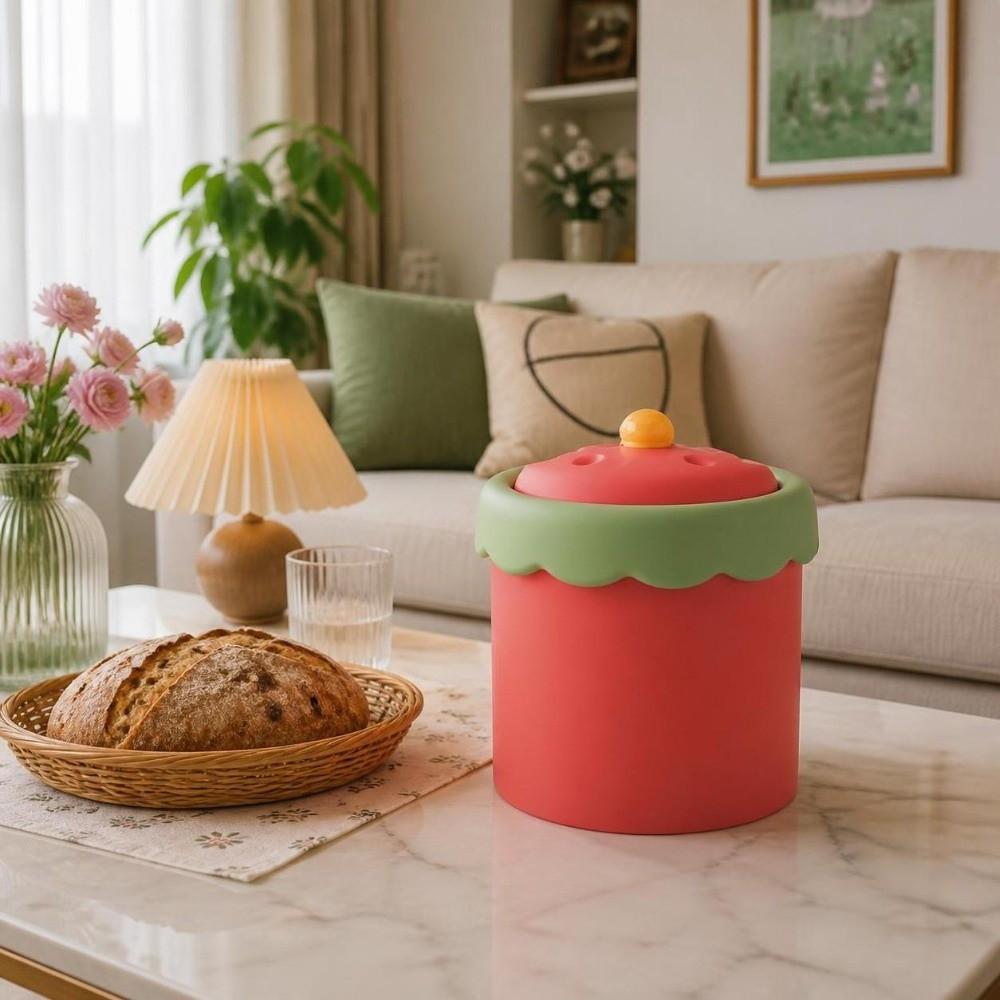Cartoon Mini Waste Bin with Cover Waste Paper Basket Storage Bucket Tea Slag Can Office