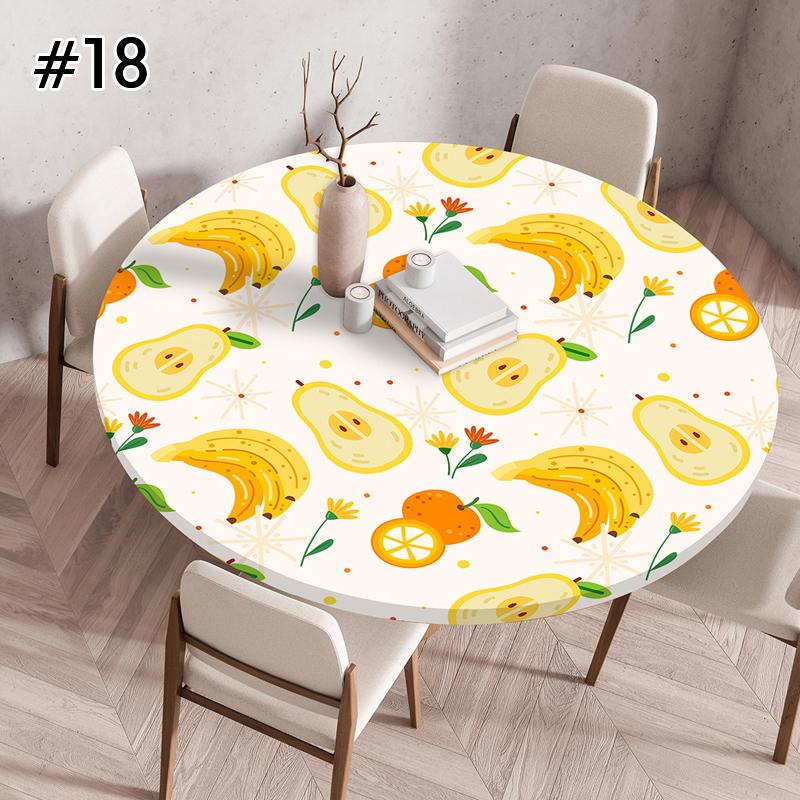 Round Table Cover for Kitchen Dining Table Waterproof Stretchable Tablecloth Stain-Resistant Round Table Mat Wedding Party Home