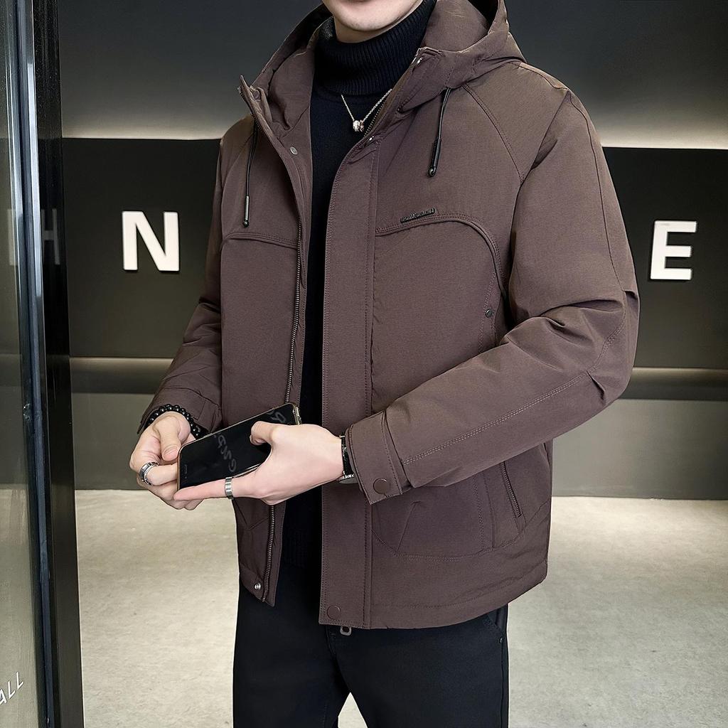 Men's Winter Light Luxury Hooded Down Jacket - Versatile Business Fashion Trend Coat