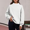 Women's Fashion Solid Color Long Sleeve Loose Slit Half Turtleneck Pullover Sweatshirt Top