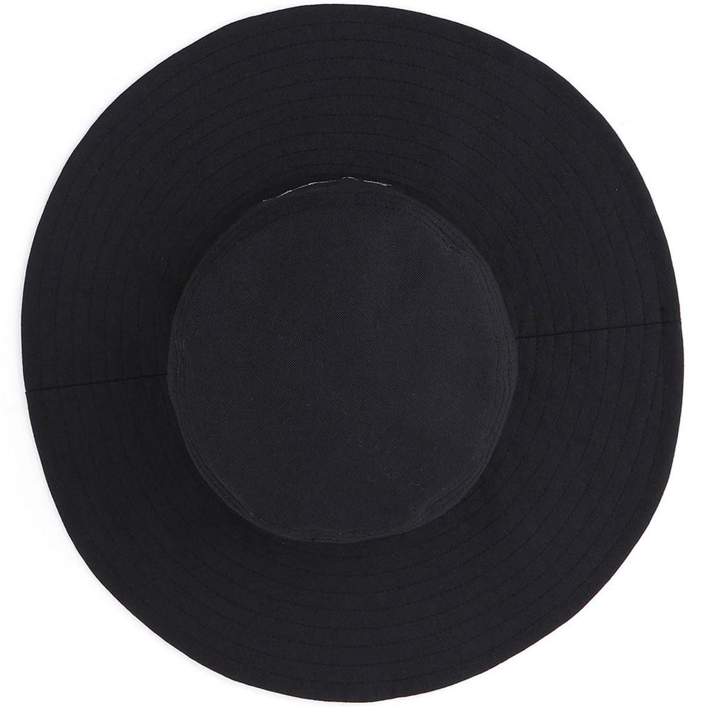 Jun & Rope Hat [Adjustable] Front Logo Linen Blend Wide Brim Hat for Women ERU55100 Kuromaine (01)