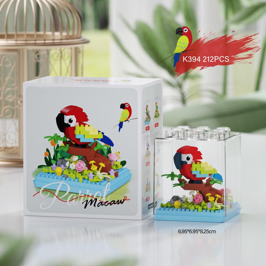 Idea Lovely Animal Nanobricks Micro Diamond Block Cute Birds Park Set Parrot Model 3D Walls Brick Construction Toys For Kid Gift