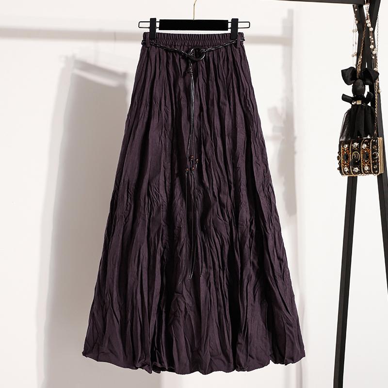 DIMANAF Plus Size Women Long Skirts Loose Casual Elastic Waist Solid Fashion Lady Autumn Clothing 2025