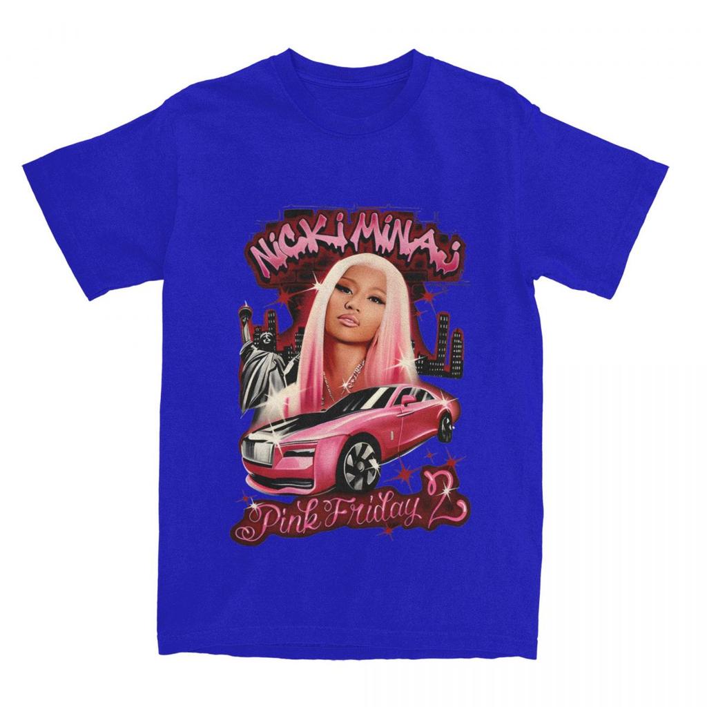 Novelty Nicki Minaj Pink Friday 2 Tour T-Shirts for Men Crew Neck Pure Cotton T Shirt Short Sleeve Tee Shirt Printed Clothes