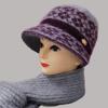 Autumn and winter middle-aged big eaves mother fisherman hat scarf piled thickened warm fashion wool knitted hat women