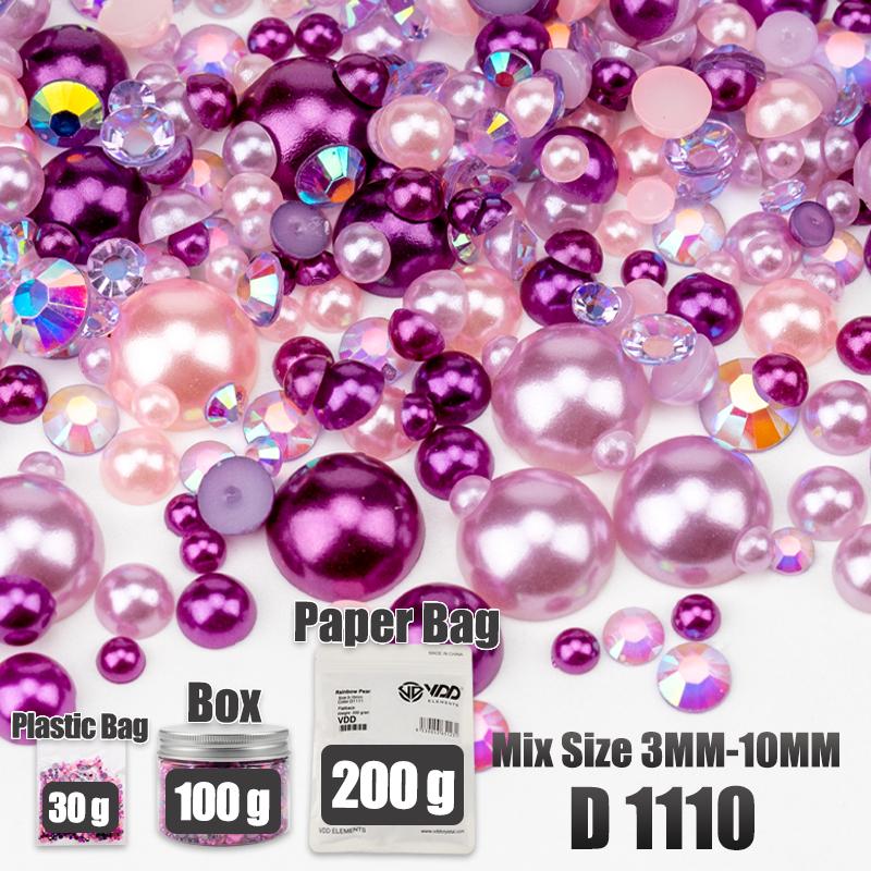 VDD 30/60/100/200g Mix Size ABS Half Round Pearls Flatback Beads Color Resin Rhinestone Crafts Nail Art DIY Decoration