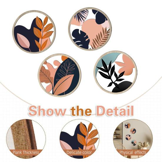 4 Pcs Wooden Round Boho Wall Art Bohemian Hollow Out Circle Wall Decor Neutral Minimalist Farmhouse Wall Hanging Sign for Bedroom Patio Balcony