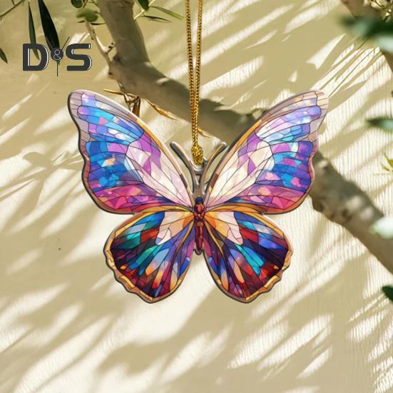 Akrylová barevná závěsná dekorace motýl Oboustranný interiér Venkovní vánoční stromeček Nástěnný závěsný přívěsek zvířátka