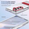 KEYSION Transparent Case for Samsung Galaxy Z Fold 7 Hard PC Metal Kickstand Shockproof Phone Cover with Glass Screen Protector