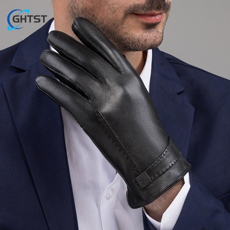 Winter Touch Screen Leather Gloves For Men Warm Windproof Anti Slip Motorcycle Rider Equipment Gloves