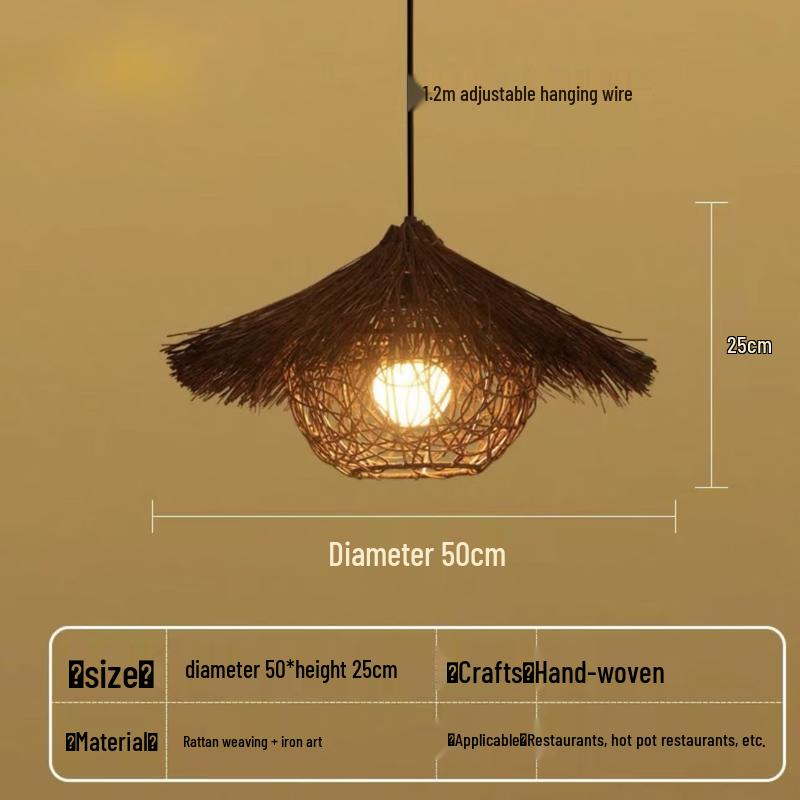 Artistic Retro Straw Hat Lampshade
