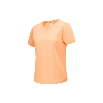 Seria biegowa Li Ning Jednolity kolor Okrągły dekolt Bluza z długim rękawem T-shirt Damskie topy Cukierkowy pomarańcz ATSU004-4