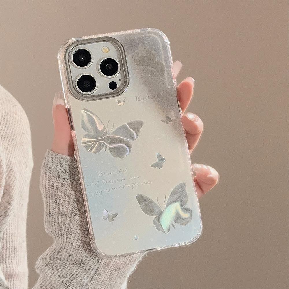 Blue Gradient Hollow Butterfly Suitable for IPhone 15 IPhone 14 Promax Super Fairy 13 Hanging Chain 16 Water Ripples