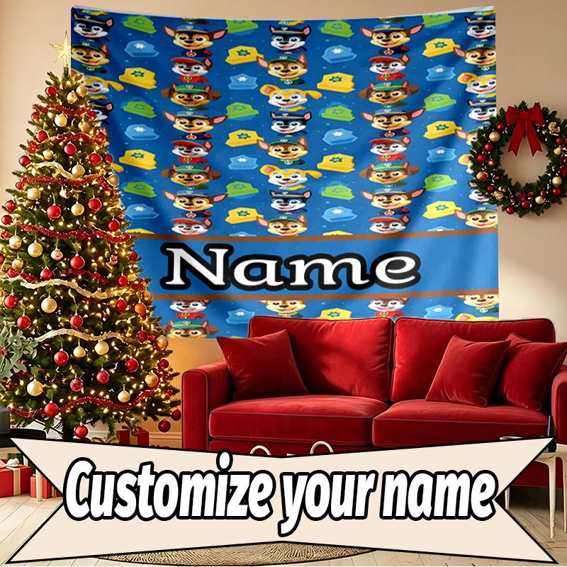 Custom Name Personalized PAW Patrol Print Tapestry, Wall Art Decor, Bedroom, Dorm, Apartment, LivingRoom, Party Backdrop, Gift for Birthday