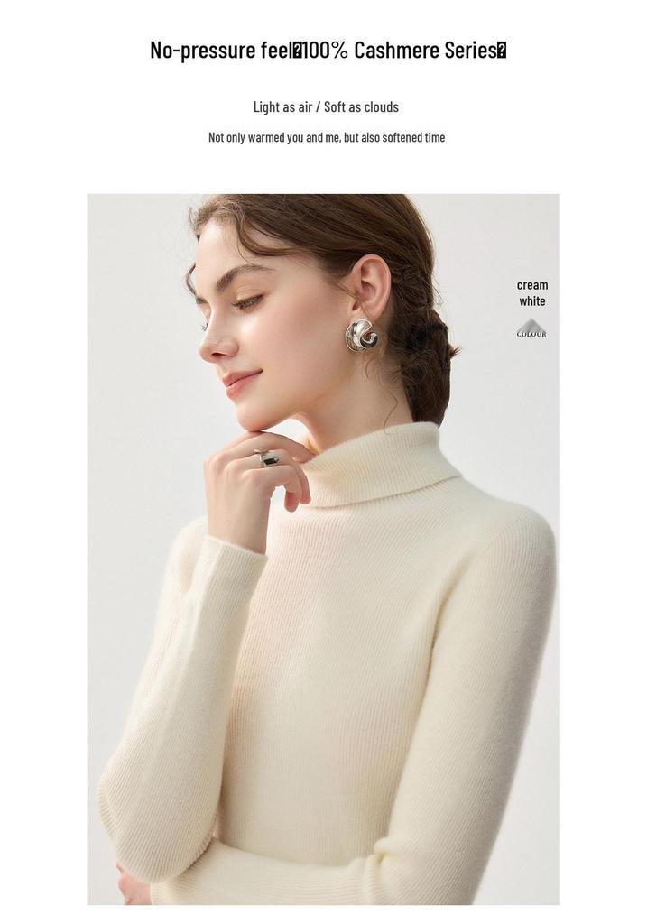 Women's 2026 Seamless High Neck Cashmere Sweater – Slim Fit Winter Base Layer