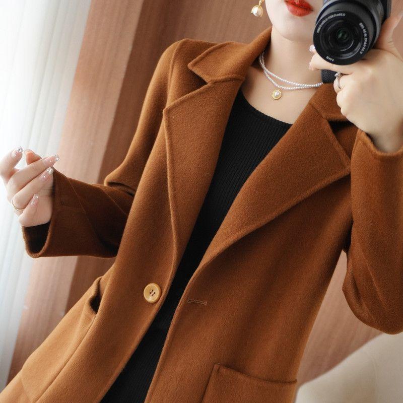 Temperament wool double-sided woolen wool coat women's short buckle winter small slim new coat women