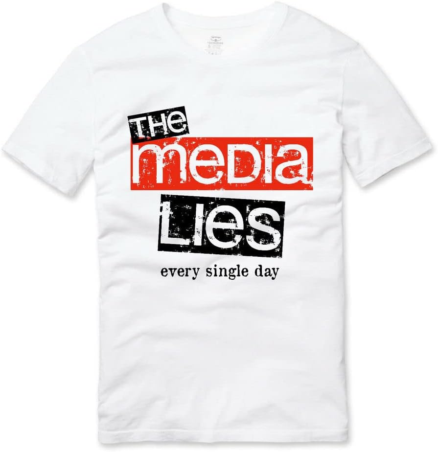 The Media Lies Anti Corporate Propaganda Fake s T Shirt White 3XL белый