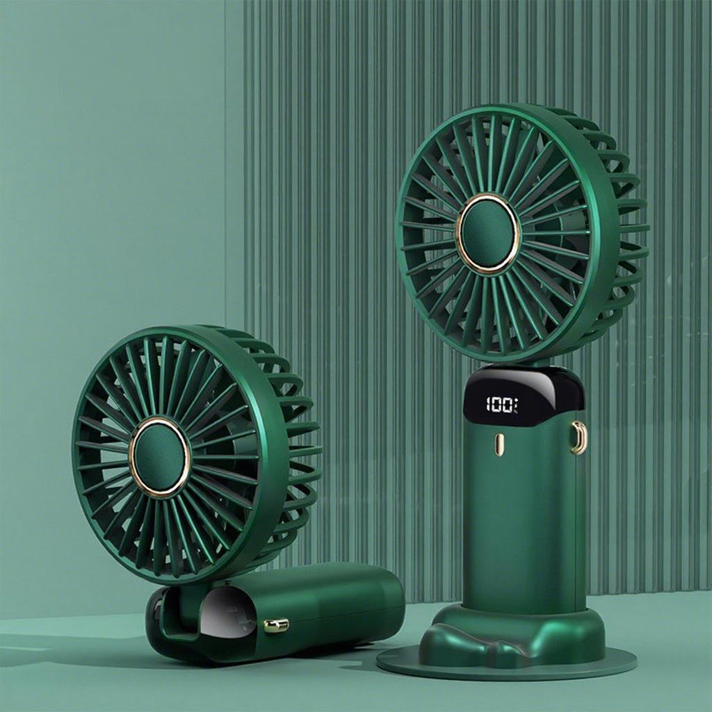 Portable Handheld Mini Fan with Power Display, Outdoor Handheld Fan with Mobile Phone Holder