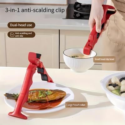 3-in-1 Anti-Verbrühungs-Clip - Rutschfest, Küchenwerkzeug mit einfachem Griff für sichere Handhabung heißer Gerichte, Ideal für Heimkochen, Topflappen