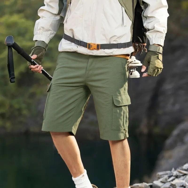 

2025 New Men s Outdoor Sports Mountaineering Multi-pocket Shorts In Fashionable Solid Color Men s Sports and Fitness Shorts S сірий колір